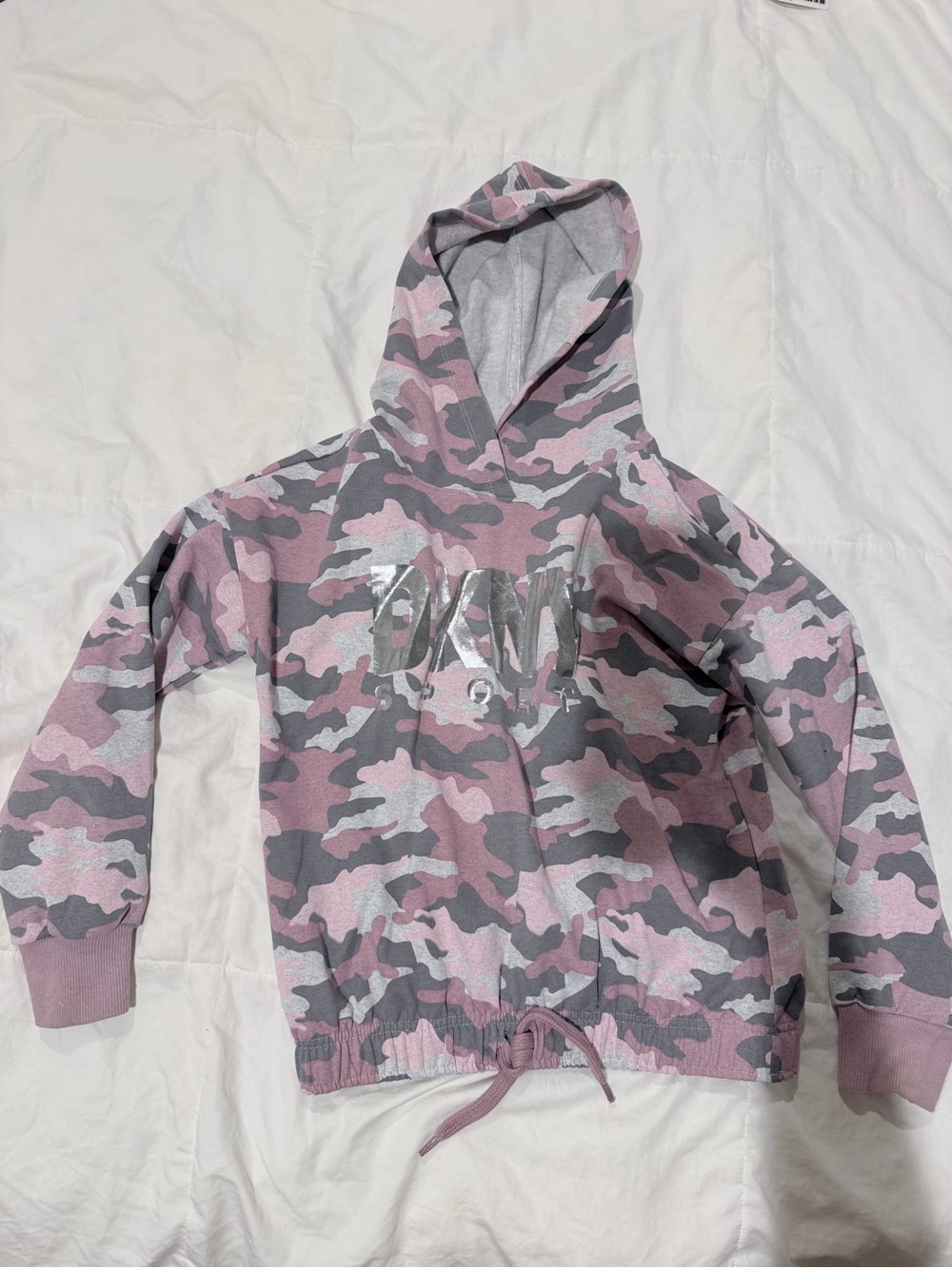 DKNY Pink & Gray Camo Hoodie Sweatshirt